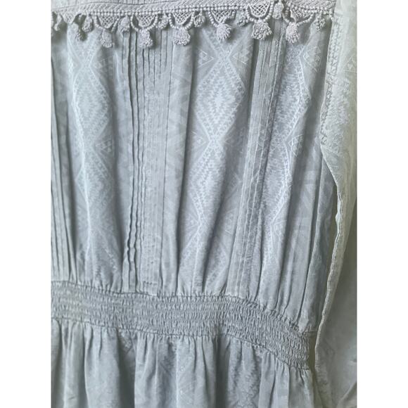 Sea New York Women's Boho Dress Size 8 Silk Blend Crochet Pom Pom Detail - Picture 10 of 16